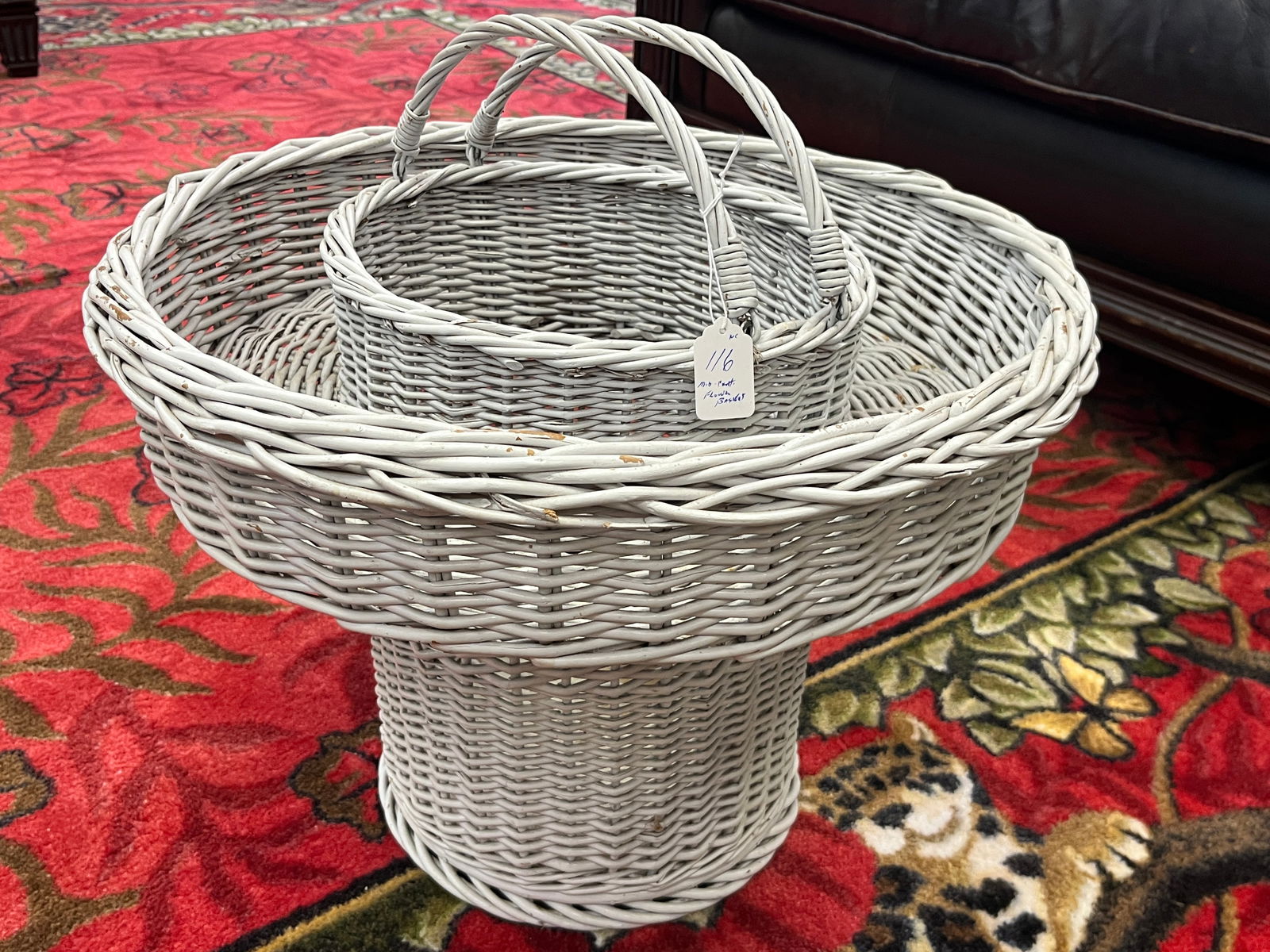 Mid Cent. WH Wicker Flower Basket (1 of 2)