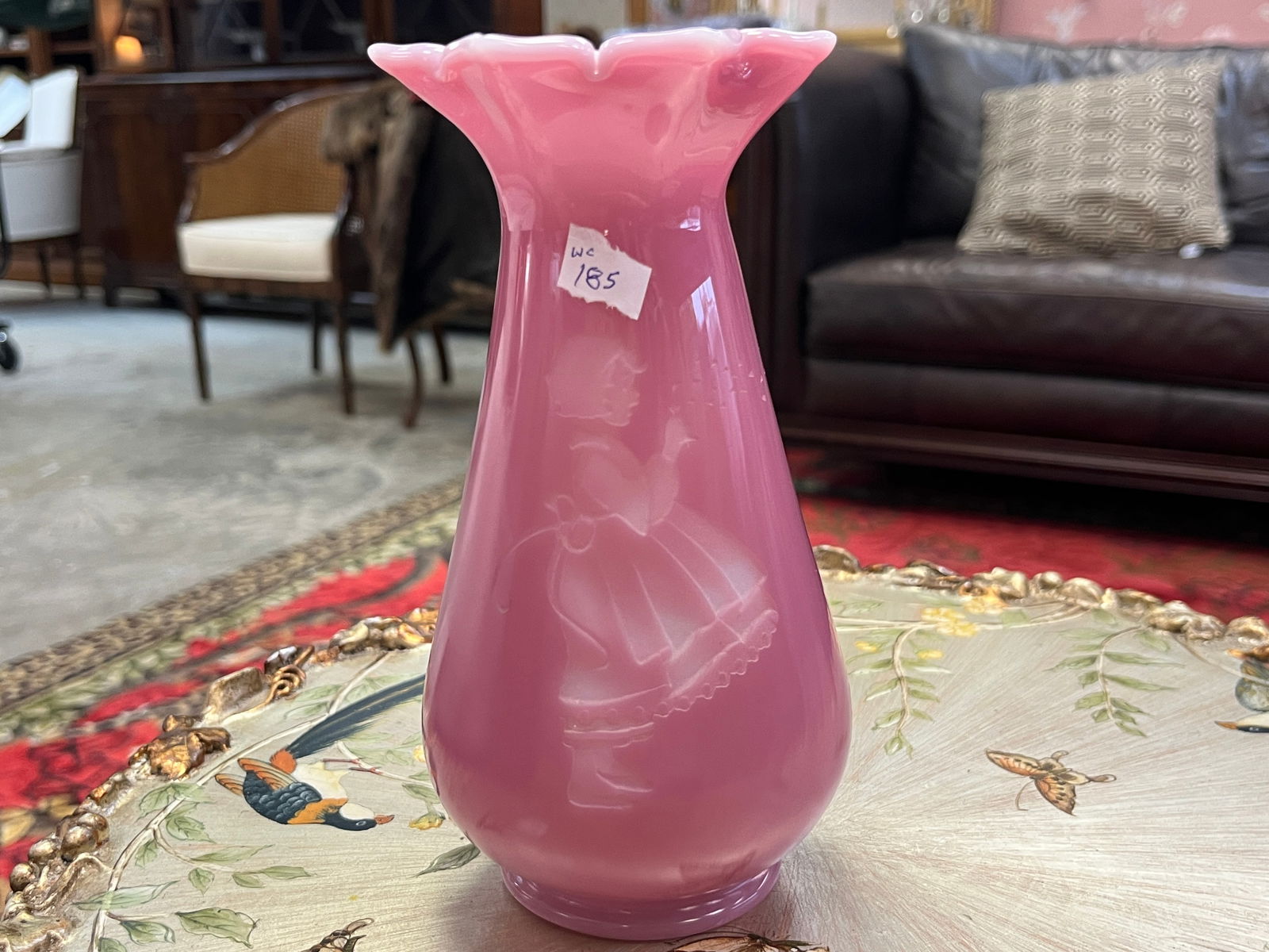 Mary Gregory Rose Quartz Vase (1 of 3)