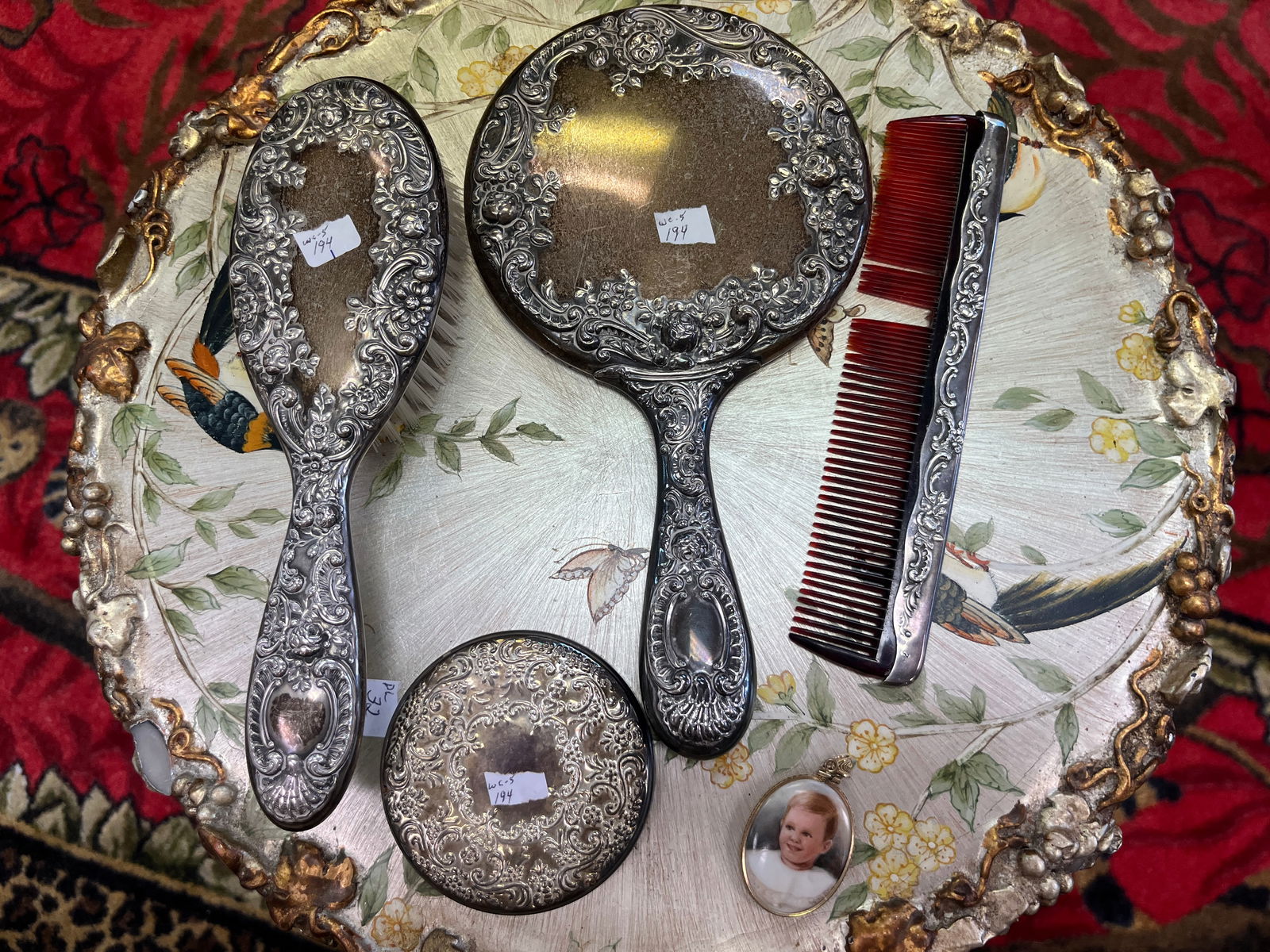 5-Assort. Pcs. Sterling Dresser Set, Compack, Pendant (1 of 3)