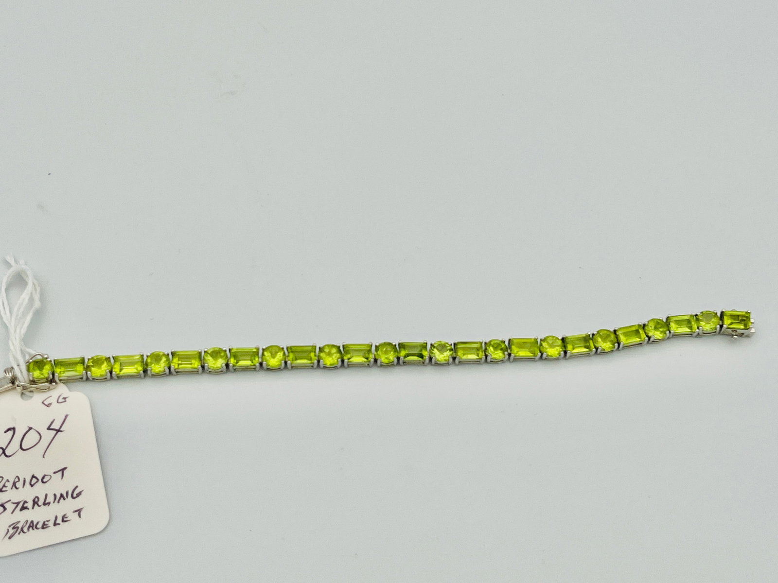 Peridot/Sterling Bracelet: Peridot .925 Sterling 7" Bracelet