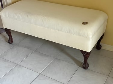 White Chippendale Style Window Bench/End Of Bed Bench