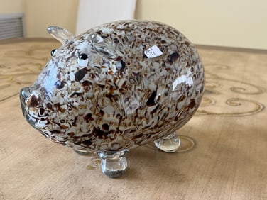 Hand Blown 6"h Art Glass Pig