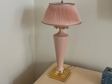 Pair Brass Base Coral Lamps