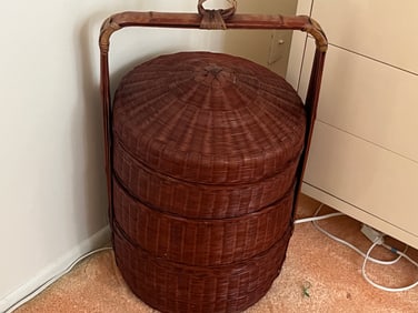 20th c. Chinese Wicker Wedding Basket