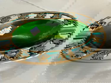 Gold-Green Enamel Ashtray-Israel