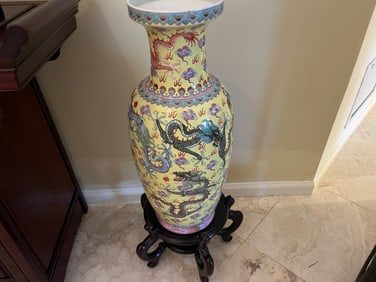 Chinese Famille Jaune Porcelain Vase