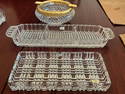 3pcs. 2-Serving Trays & Gold Rim Ashtray