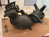 Ancient Bronze Dynasty Palace Parrot with Mythical  Dragon