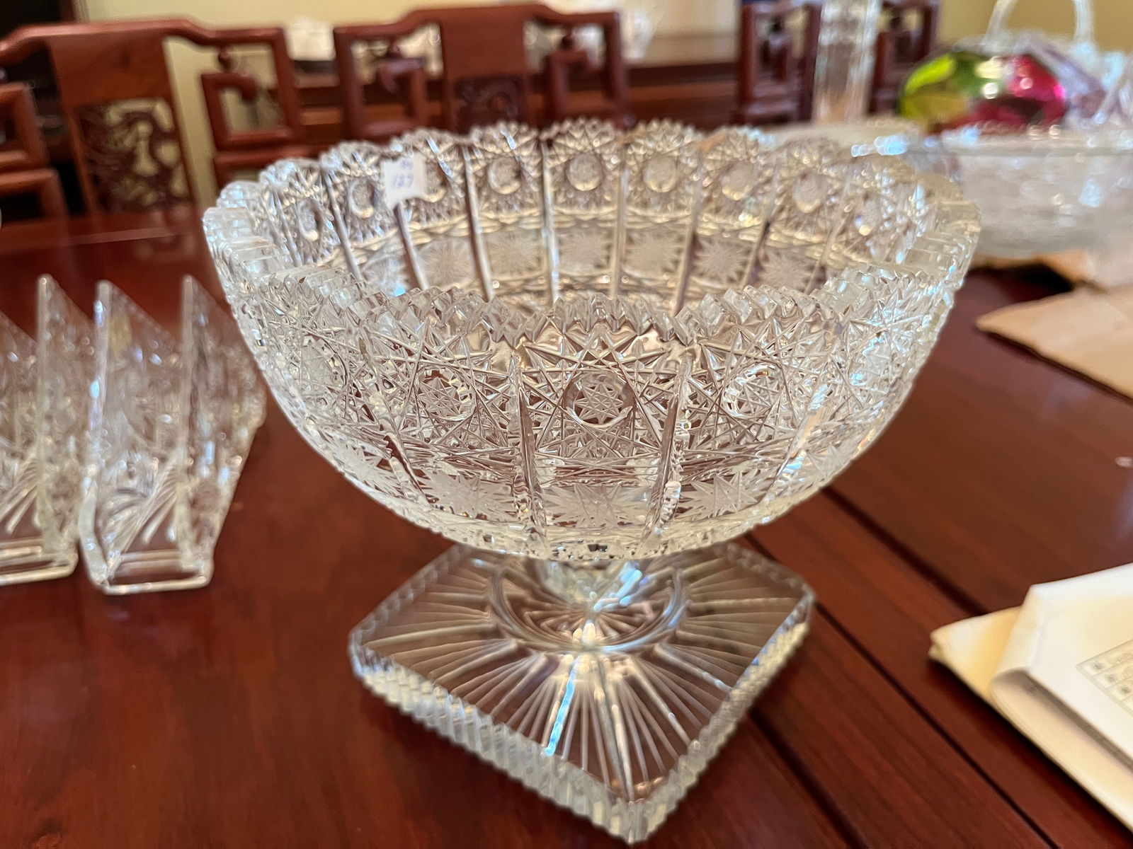 Cut Crystal Pedestal Bowl (1 of 3)