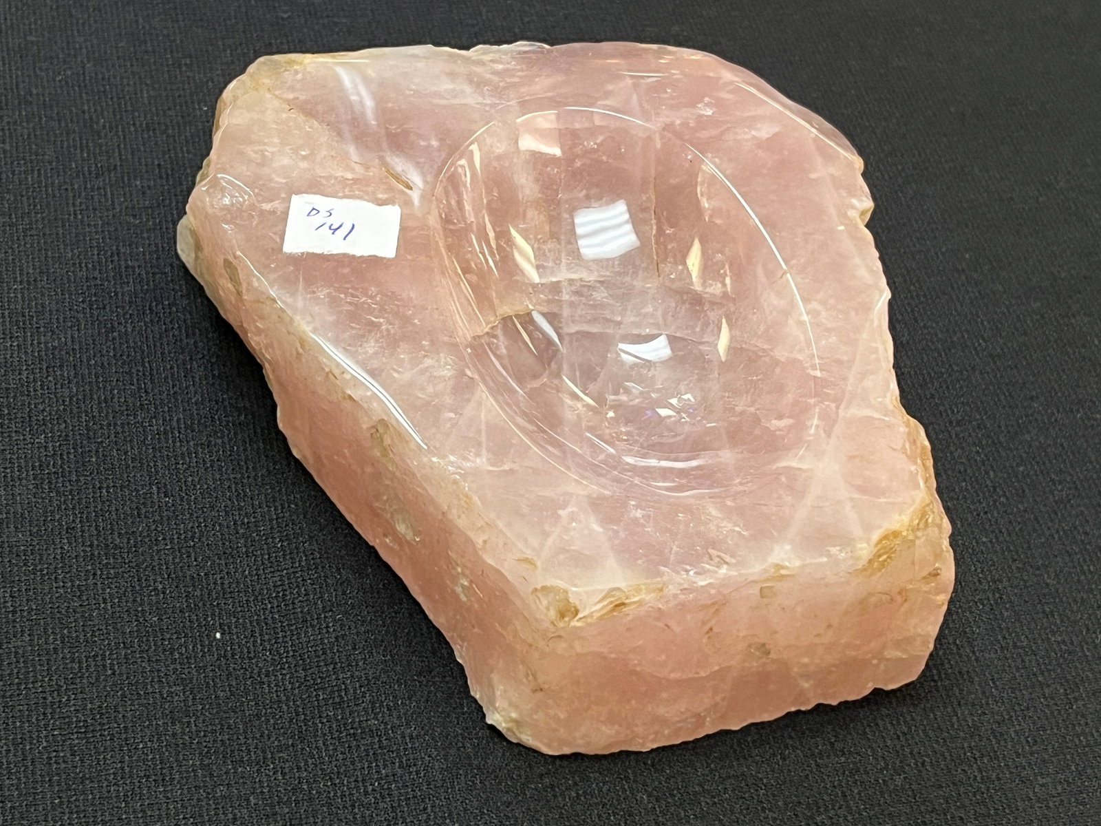 VTG Rose Quartz Dish: VTG Rose Quartz Dish, 1.5h x 5w x 4.5d