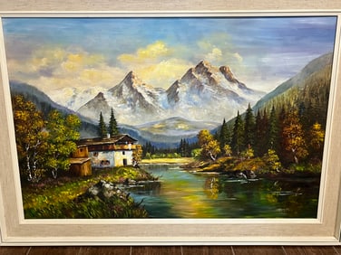 Oil/Canvas'House at Foothill so Mountains'