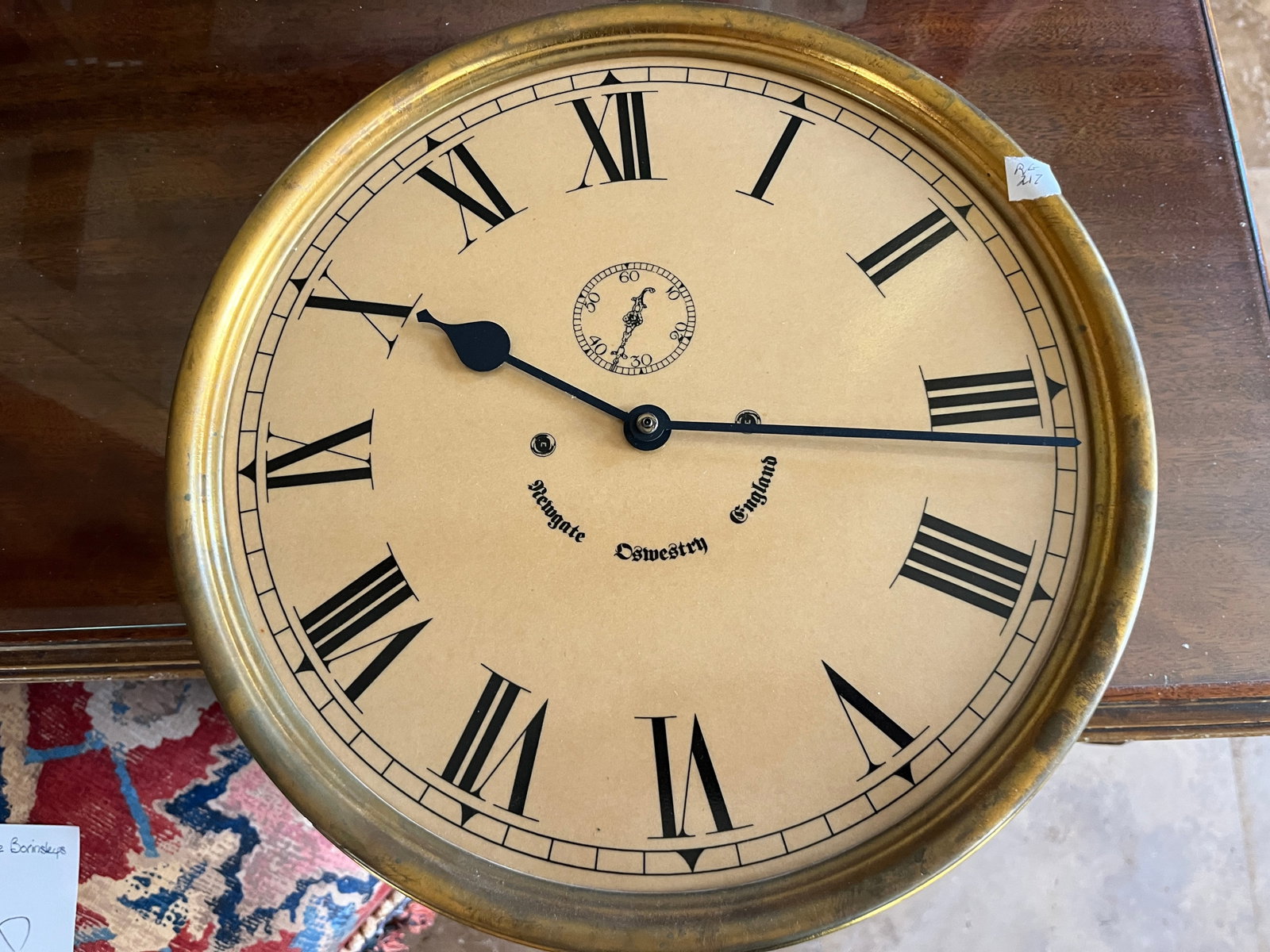 Rd.Gold Rim Wall Clock: Round Gold Rim 13"dia. Wall Clock (Batt.Powered_