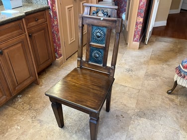 (2) Wood Chairs, Metal Back Splat with Elephants