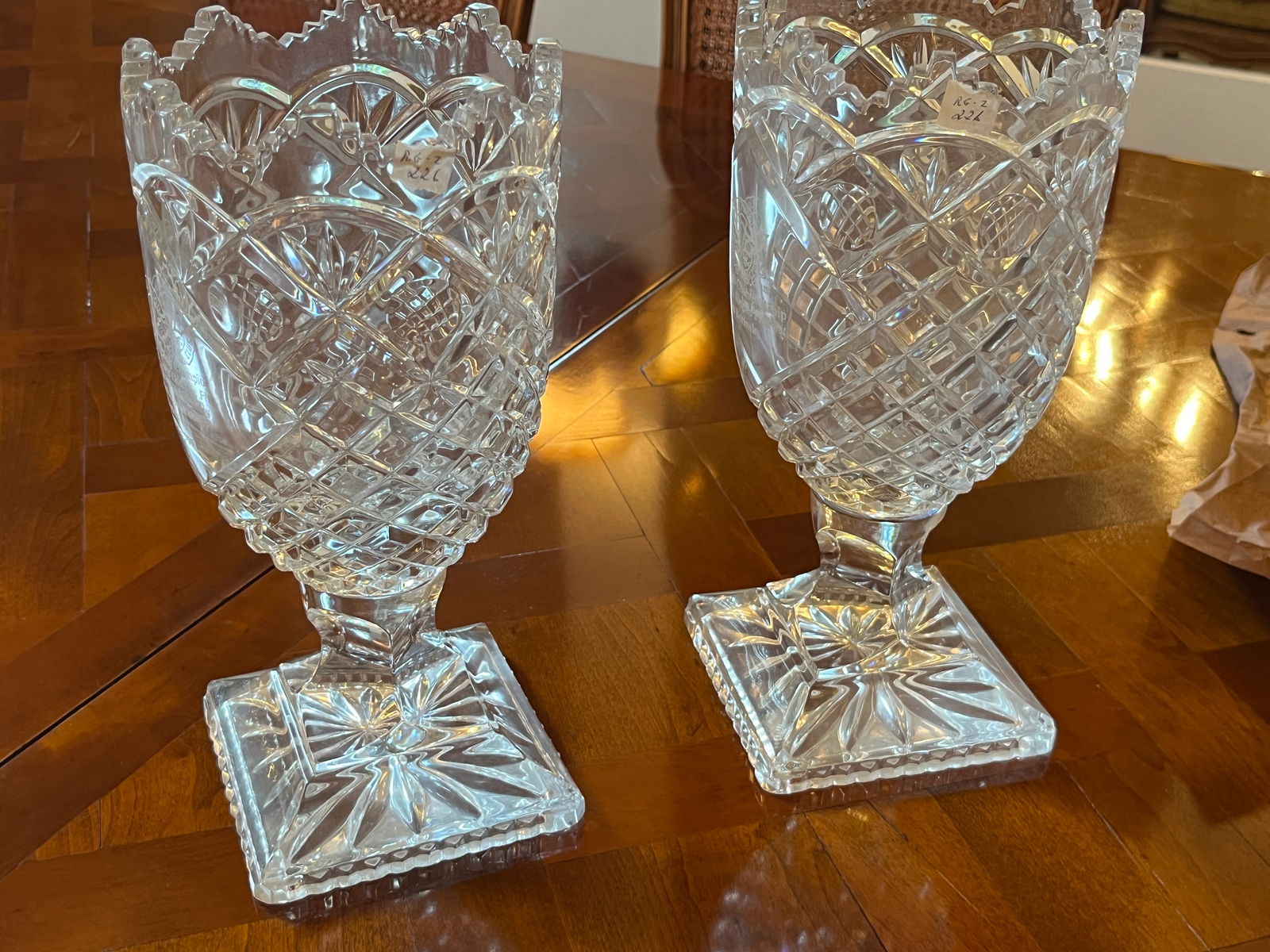 Pair Cut Crystal  Trophy Vases (1 of 5)