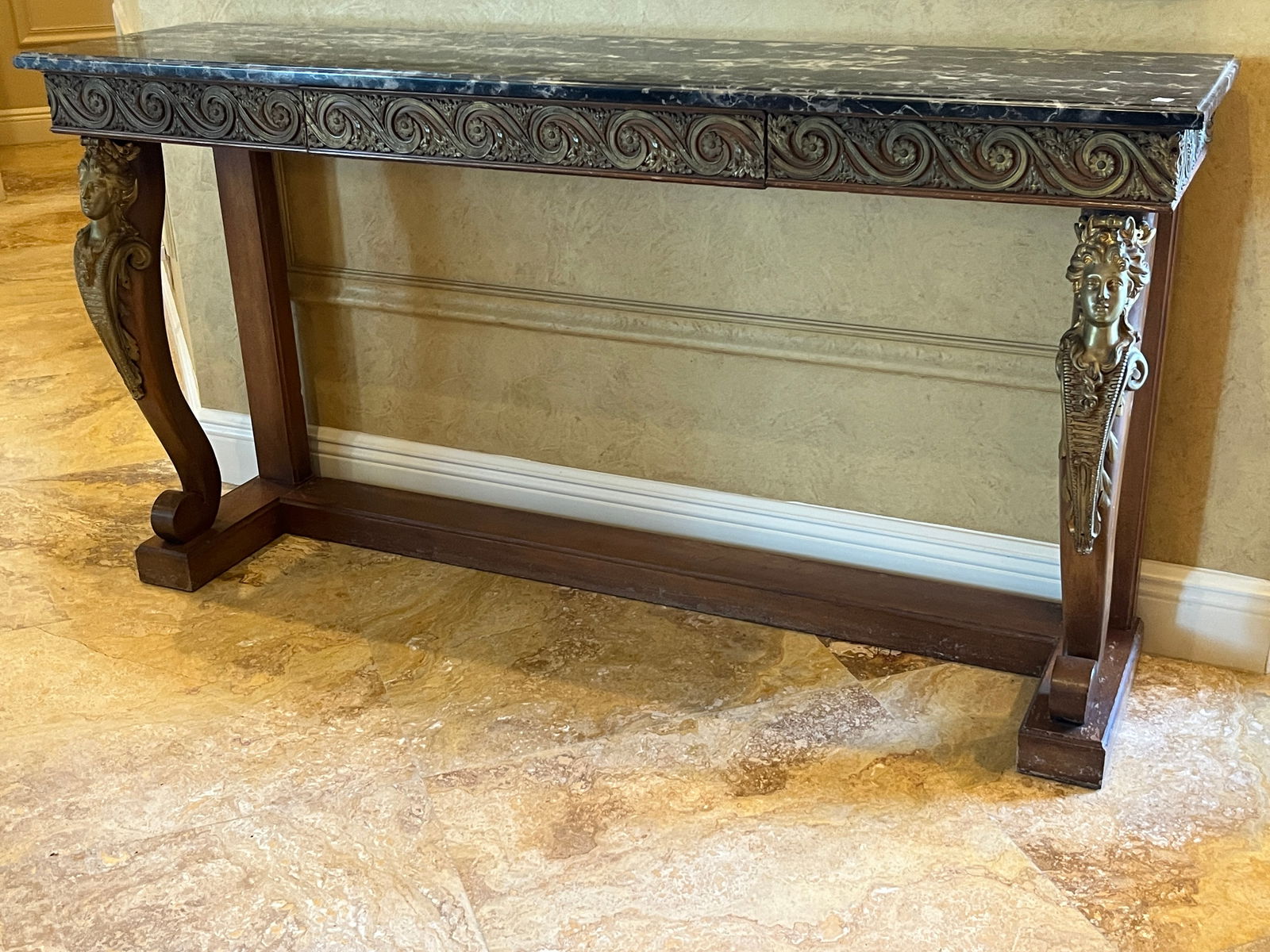 Marble Top One Drawer Console Table (1 of 4)