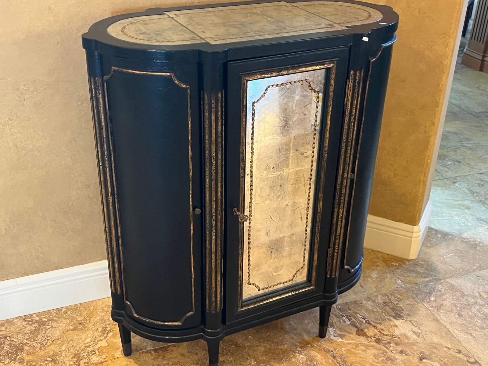 John Richard Eglomise Mid Cent. Cabinet: John Richard Eglomise Mid Century Cabinet