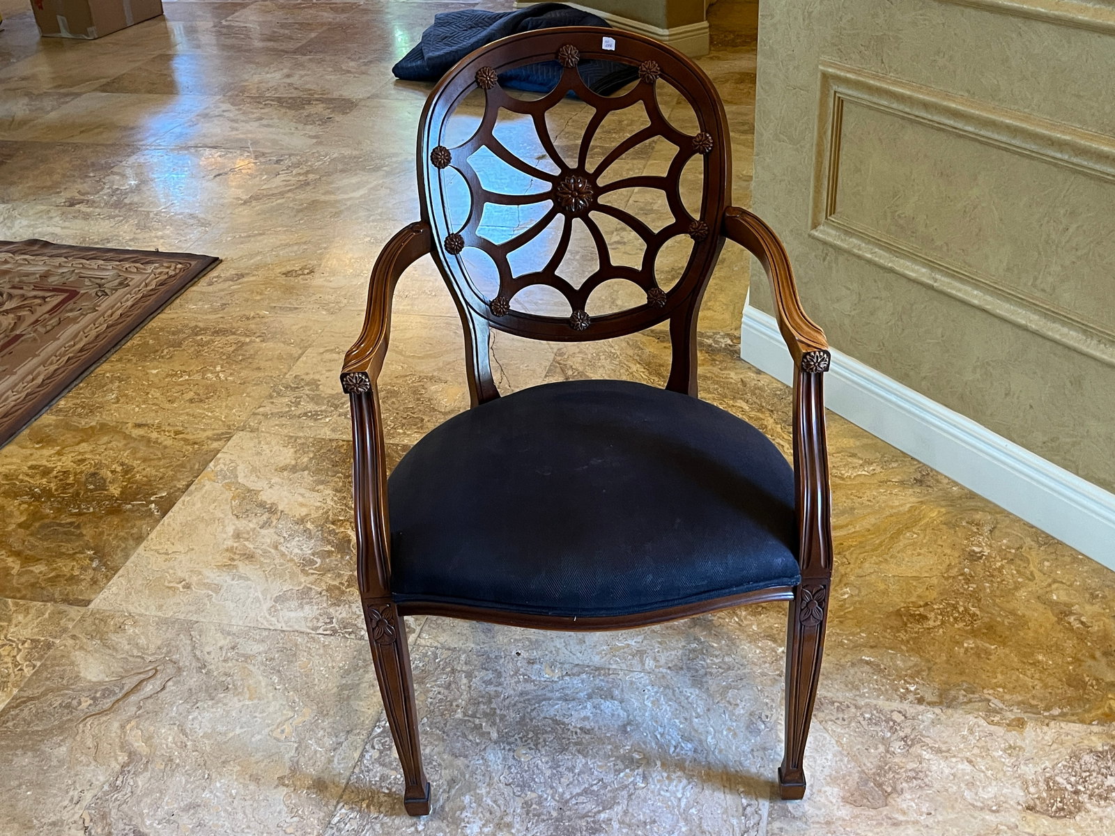 Mahog. Spider Web Back Chair (1 of 3)