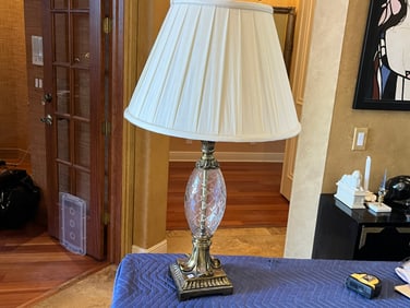 Cut Glass Lamp/Brass Base