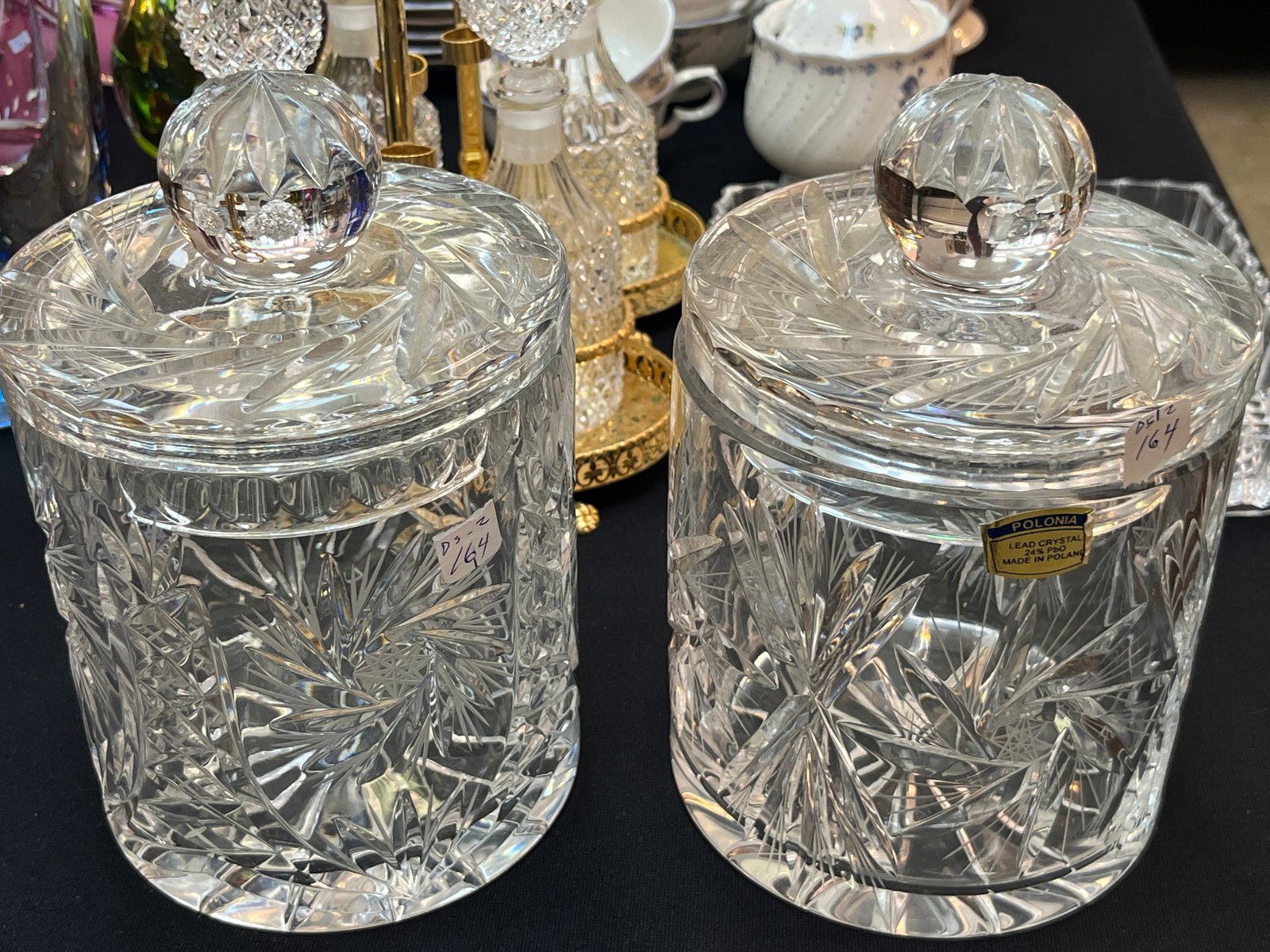 2-Crystal Bisquit Jars: 2-Cut Crystal Bisquit Jars