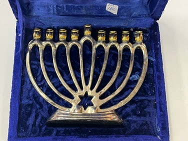 Menorah in Blue Box