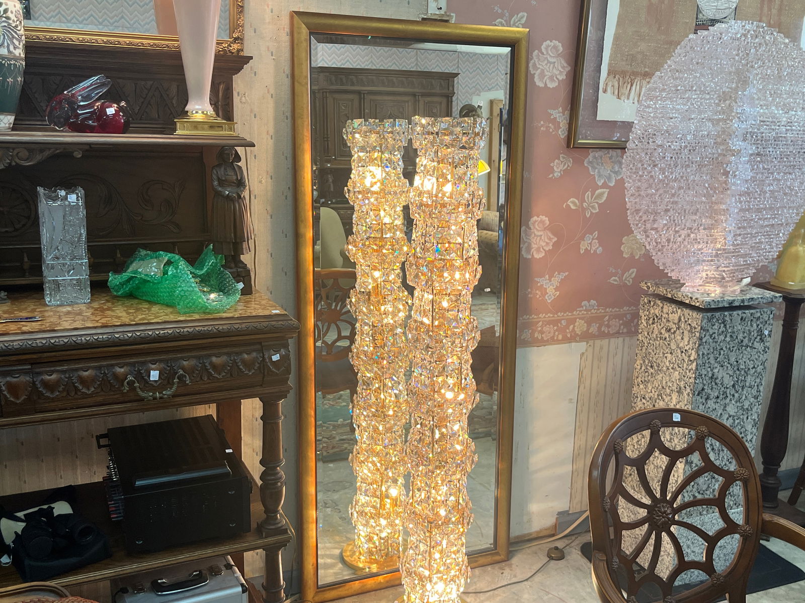 Tall Gold Frame Beveled Mirror: Gold Frame Beveled Mirror, 71.5x30.5