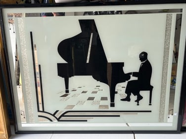 MCM Art Work with a Silhouette Design of a Piano Playe