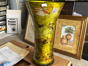 Chris Madden Hand Finished Green/Gold Vase