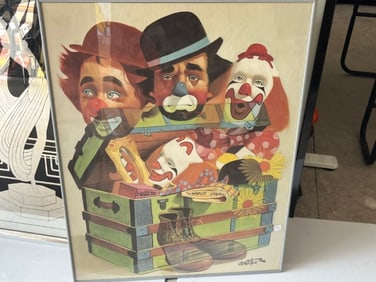 Signed Clown Print by Oberstein