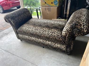 Leopard Fabric End of Bed Bench