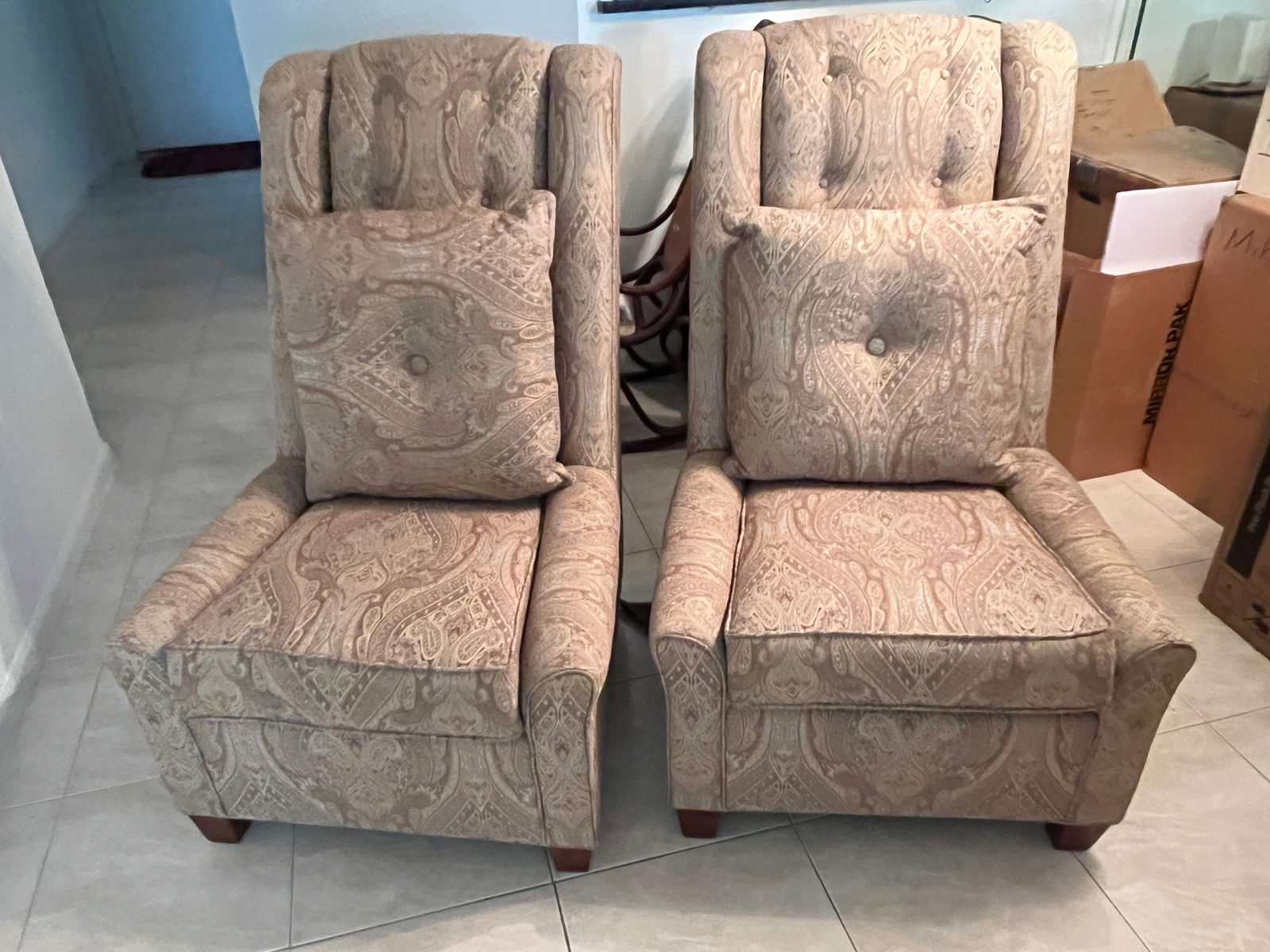 Pair Thomasville Armless Chairs (1 of 4)