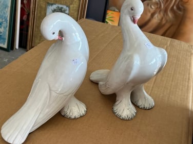 Pair 10.5"h Doves-Italy by J.W.& Co.