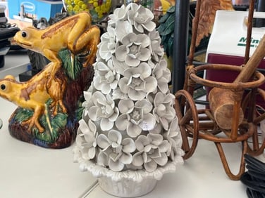 Handmade MCM Glazed Floral Centerpiece