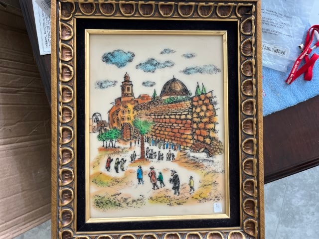 VTG Artini Arts Inc. Engraving Jewish Wailing Wall Hand Painted Etched 4d Framed Wall Art NY (1 of 4)