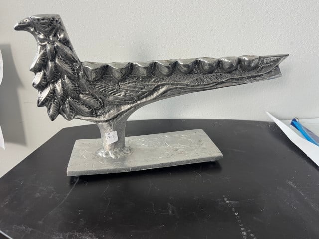 MCM Menorah Candleholder Judaism Donald Drumm: MCM ??Brutalist Aluminum Menorah Candleholder Judaism Donald (Don) Drumm, 8.5h x 15w x 4d