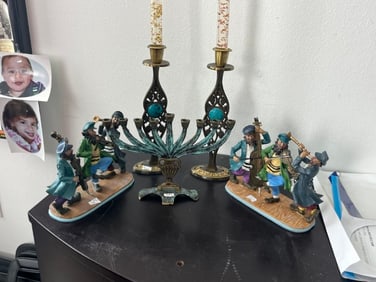 5-Judaic Items (Menorahs-Musicans-Candle Holders)
