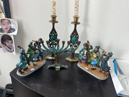 5-Judaic Items (Menorahs-Musicans-Candle Holders): 5-Judaic Items (Menorahs-Musicans-Candle Holders)