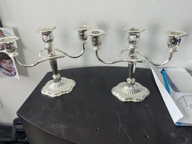 Pair Silver Candelabras