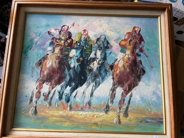 Oil/Canvas 'Horse Race'