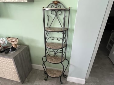 Pair 5-Marble Shelf, Iron Frame Eterageres