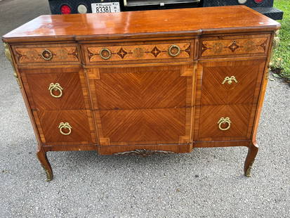 French Mahogany Inlaid Dresser: French Mahogany Inlaid Dresser, 35h x 49w x 21d (missing 2-handles)