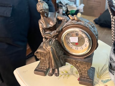 Crosa Quartz Bronze Mantel Clock, Lady Reading