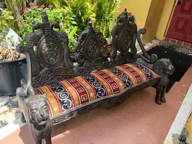 Antique Hand Carved Empire Bench