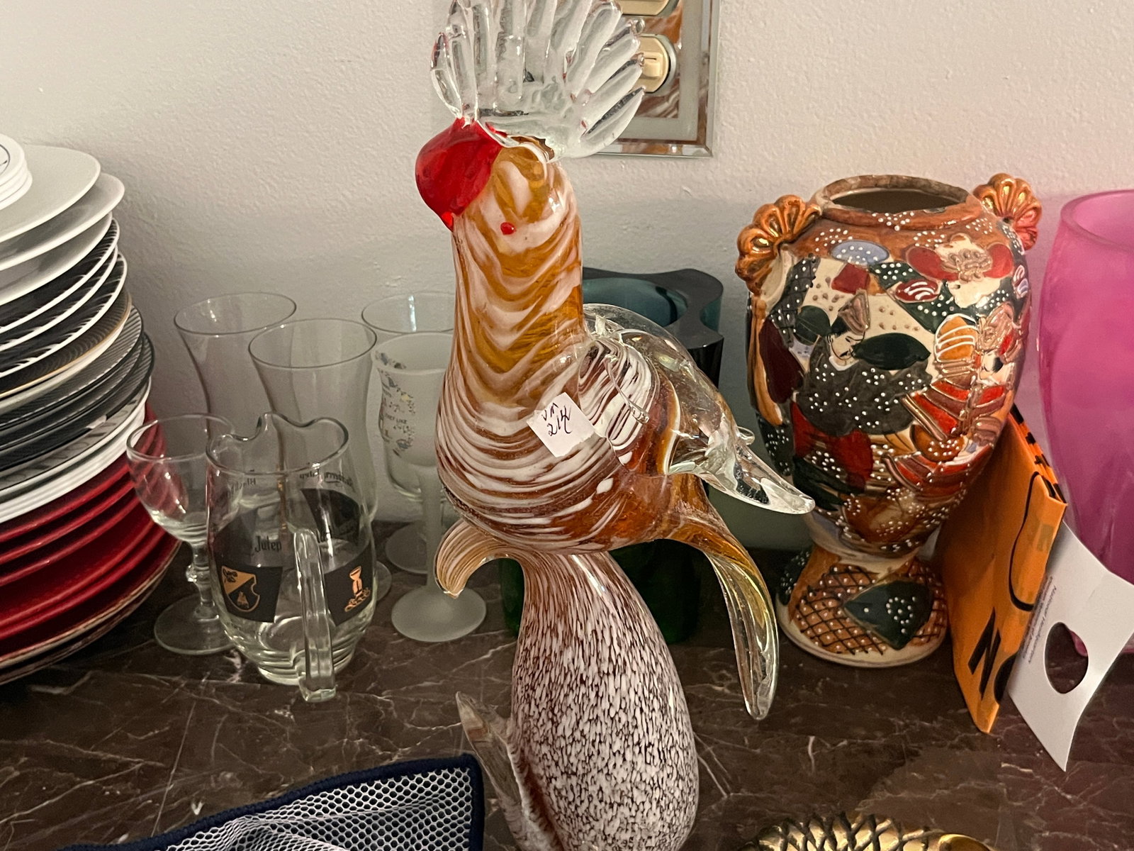 VTG Murano Cockatoo: VTG Murano 14"h Cockatoo