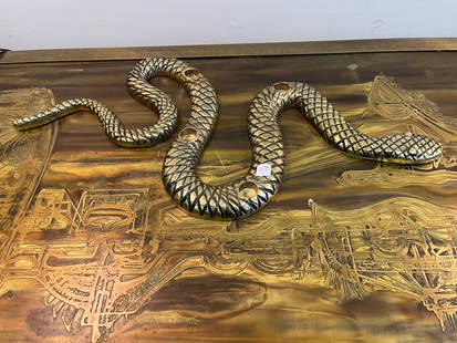 Brass Snake Candle Holder: Brass Snake Candle Holder, 22.5w x 13d