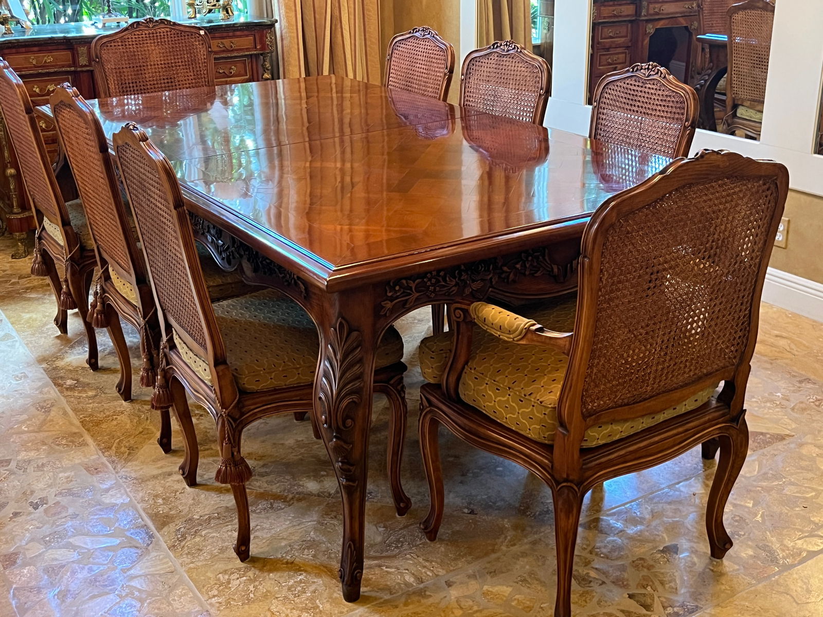 French Louis XV Style Dining Room Table, 8-Chairs (1 of 4)