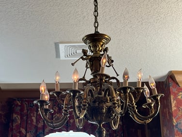 French Bronze 12-lite Chandelier