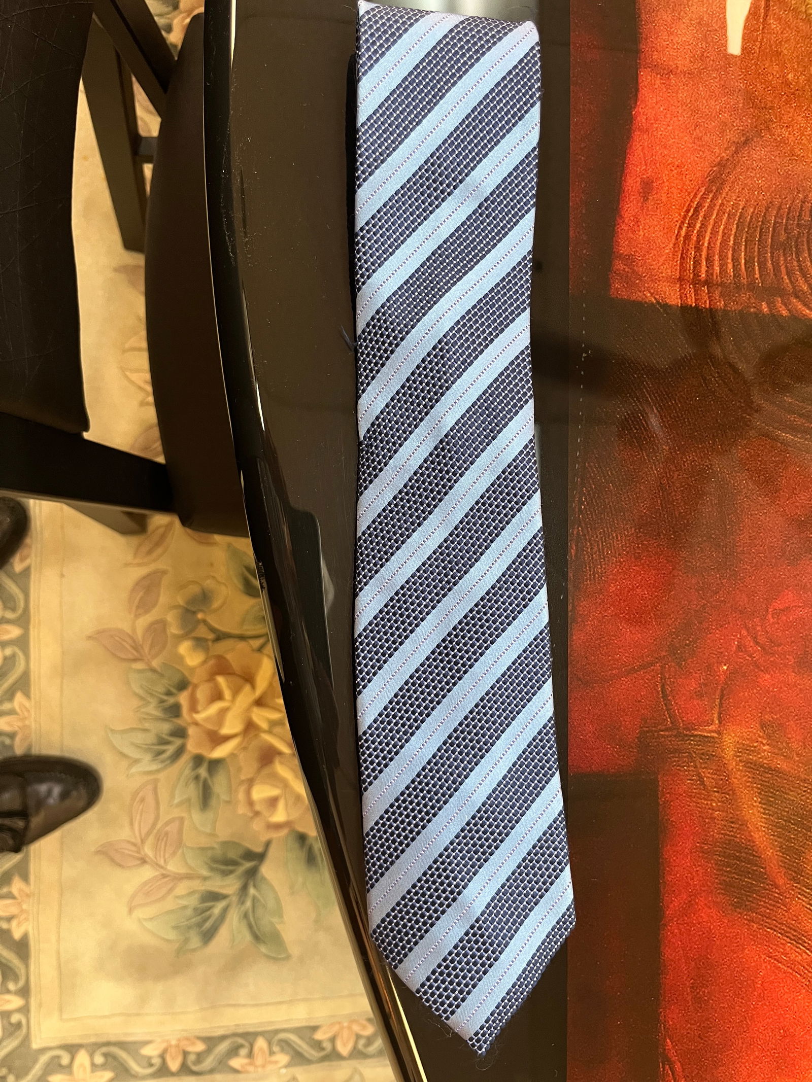 Seta Soie Blue/Balck Silk Tie-Italy: Seta Soie Blue/Black Silk Tie-Italy