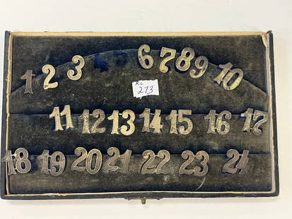 VTG Set of Metal Numbers: VTG Set of Metal Numbers used for labeling or numbering (missing 4-5)