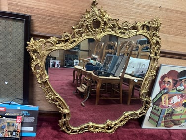 VTG Gold Gilt Ornate Bronze Wall Mirror