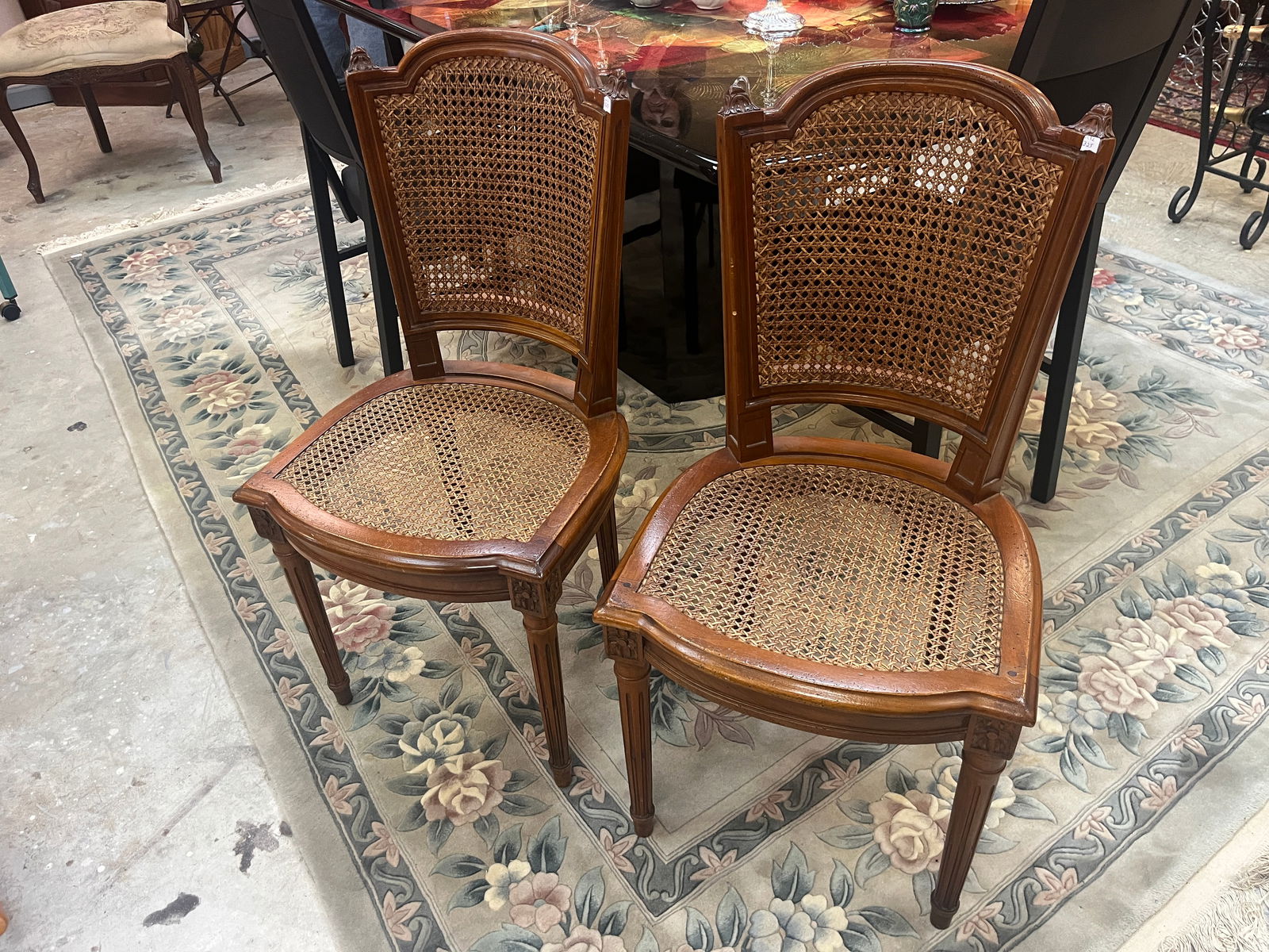 VTG 2-Louis XVI Walnut Cane Back & Seat Chairs (1 of 4)